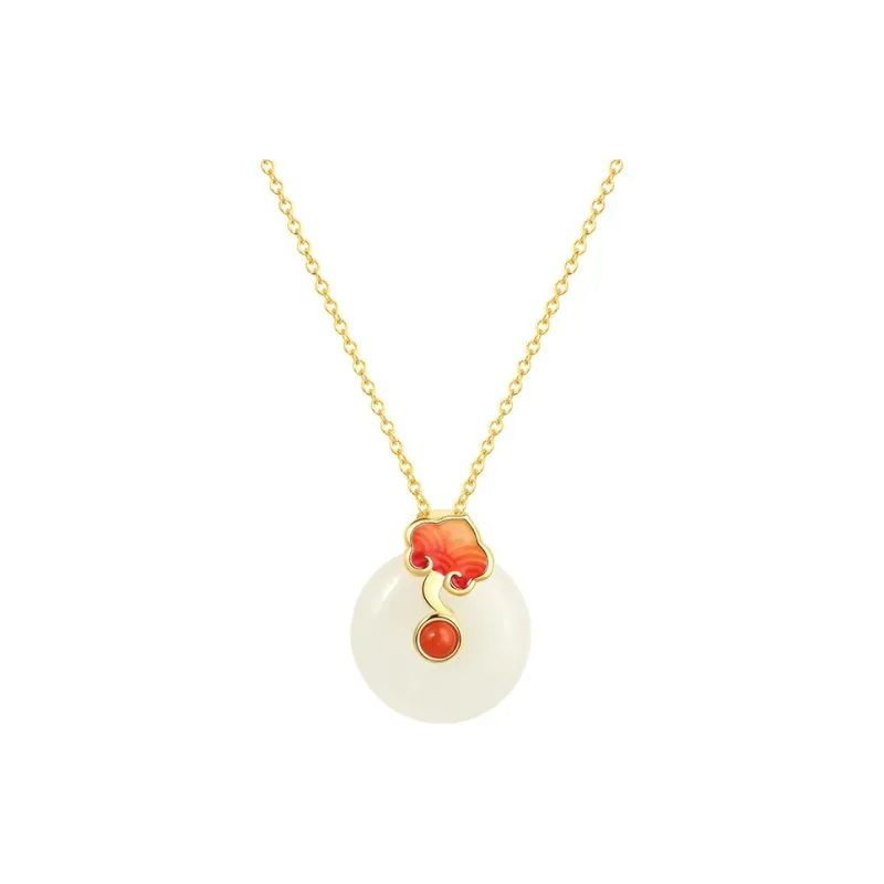 WEITIANXUAN Hetian Jade Necklaces Pale Greenish White Jade Women's-0