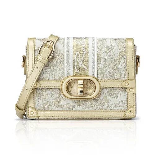 ROBERTA DI CAMERINO Fabric Box Bag Shoulder Bag Regular Women's Ecru Jacquard Gold Black Jacquard Ecru