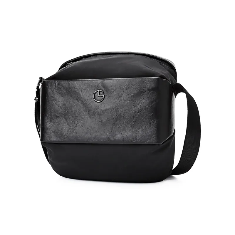 GOLDLION Cow Leather Shoulder Bag, Crossbody Bag Trumpets Men's Black-1
