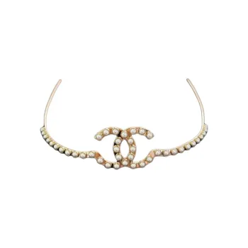 CHANEL Pearl Headbands Women's Gold/White