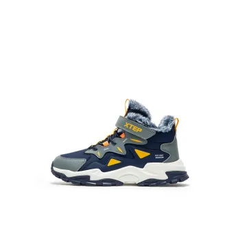 XTEP Anti Slip Wear Resistant High Top Kids Lifestyle Shoes Dark Blue Contour Gray Kids'