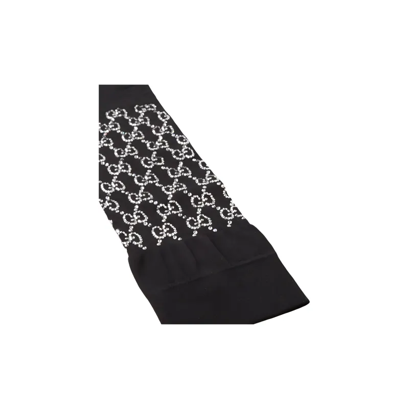 GUCCI Gg Embroidered Crystal Socks 'Black'-3