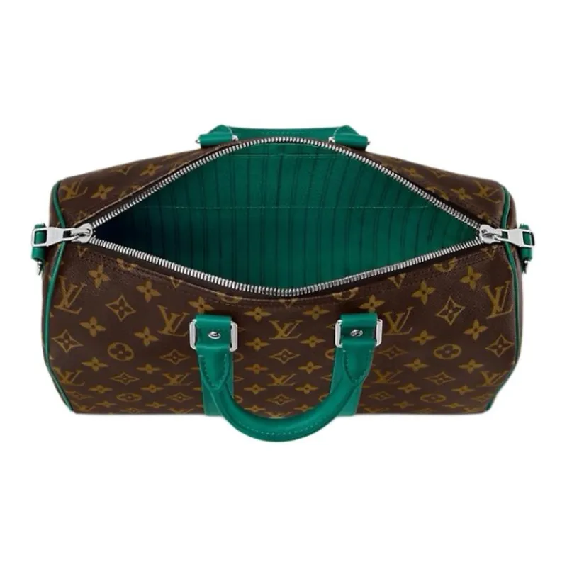 LOUIS VUITTON Monogram Macassar Coated Canvas One Shoulder Crossbody Portable Travel Bag Men's Brown & Green-1