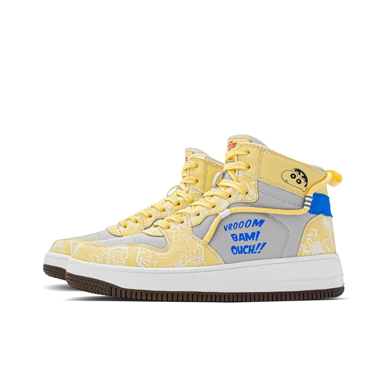 Crayon Shinchan Slip Resistant Coverage High Top Skateboard Shoes-9