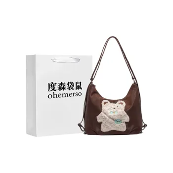 Dusen Kangaroo PU Shoulder Bag Women's Black/White/Coffee/Blue