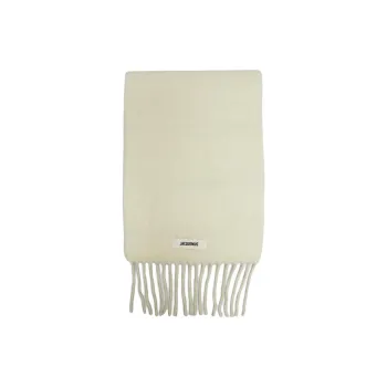 Jacquemus Wool Knit Scarves Unisex Gray White