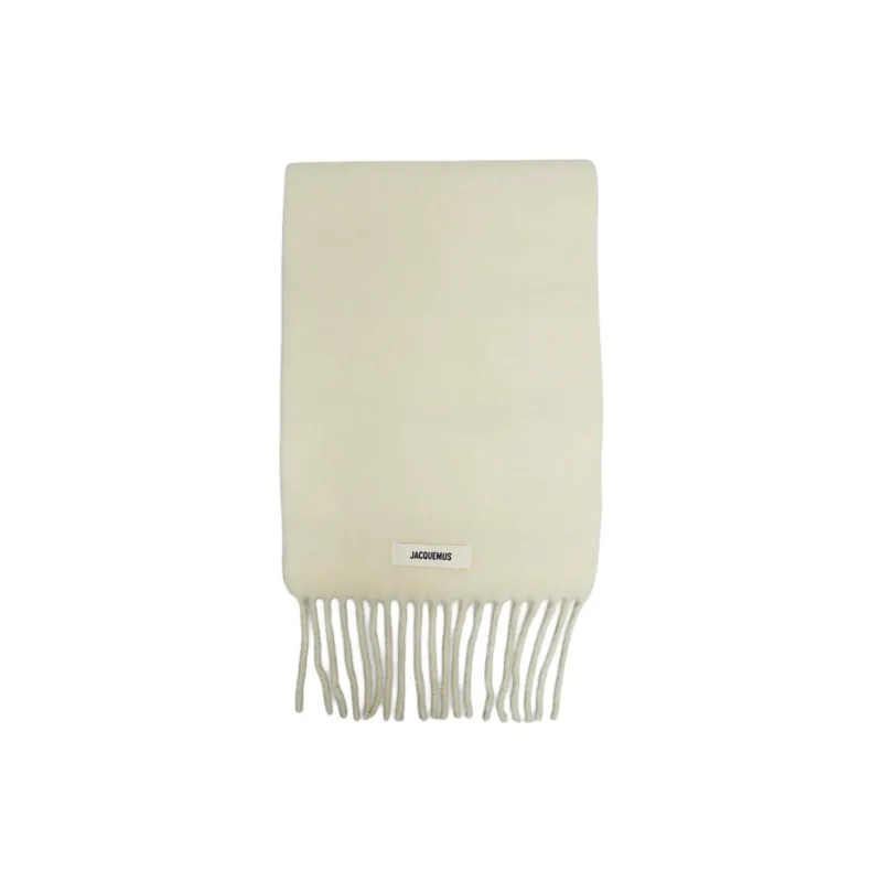 Jacquemus Wool Knit Scarves Unisex Gray White-0
