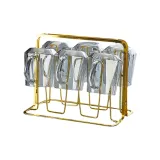6-Pack Crystal Ashtray Cup+Fashion Gold Holder