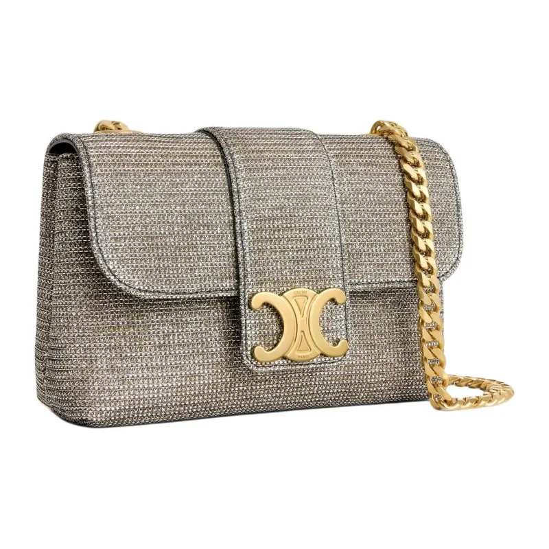 CELINE Victoire Bright Fabric Crossbody Bag, Shoulder Bag Mini Women's Gold-2