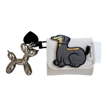 Baohuguang Compatible With AirPods Pro/3/2 Leather Ins Leather Embroidered Cute Sausage Dog Headphone Cases