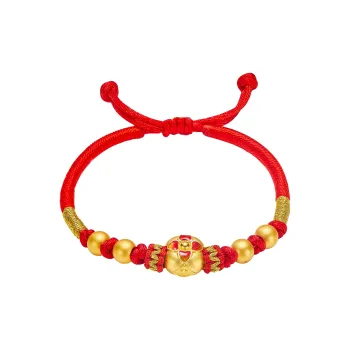 RUNXINZHUBAO Ginkgo Ruyi Red Handheld Enamel Hard Gold Craft Good Luck Solid Gold Fixed Price Gold Bracelet Women's