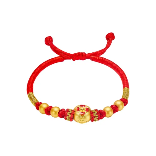 RUNXINZHUBAO Ginkgo Ruyi Red Handheld Enamel Hard Gold Craft Good Luck Solid Gold Fixed Price Gold Bracelet Women's