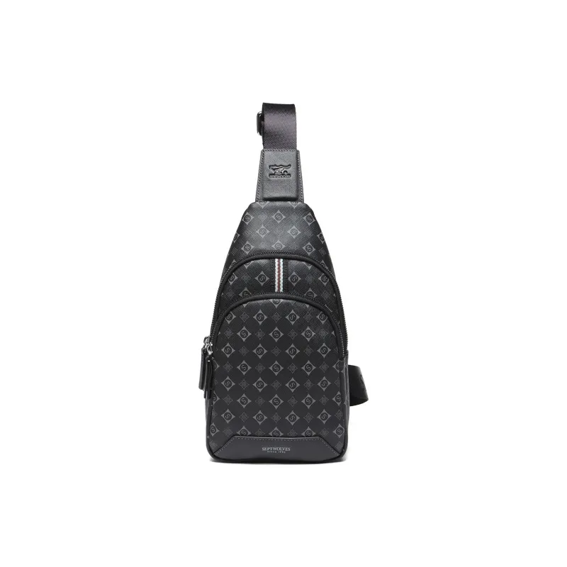 SEPTWOLVES Cow Leather Sling Bag Regular Men's Black-0