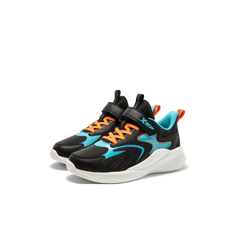 XTEP Anti Slip Wear Resistant Low Top Kids' Running Shoes Black Pure Blue Kids'-1