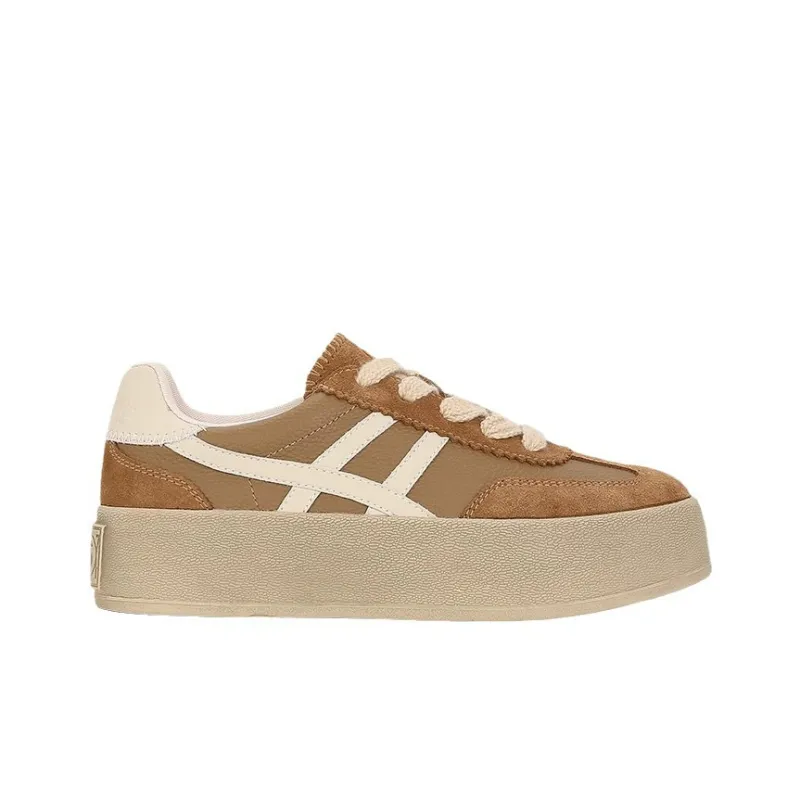 KATHRYN WILSON Anti Slip Wear Resistant Low Top Skateboard Shoes Women's Camel-1