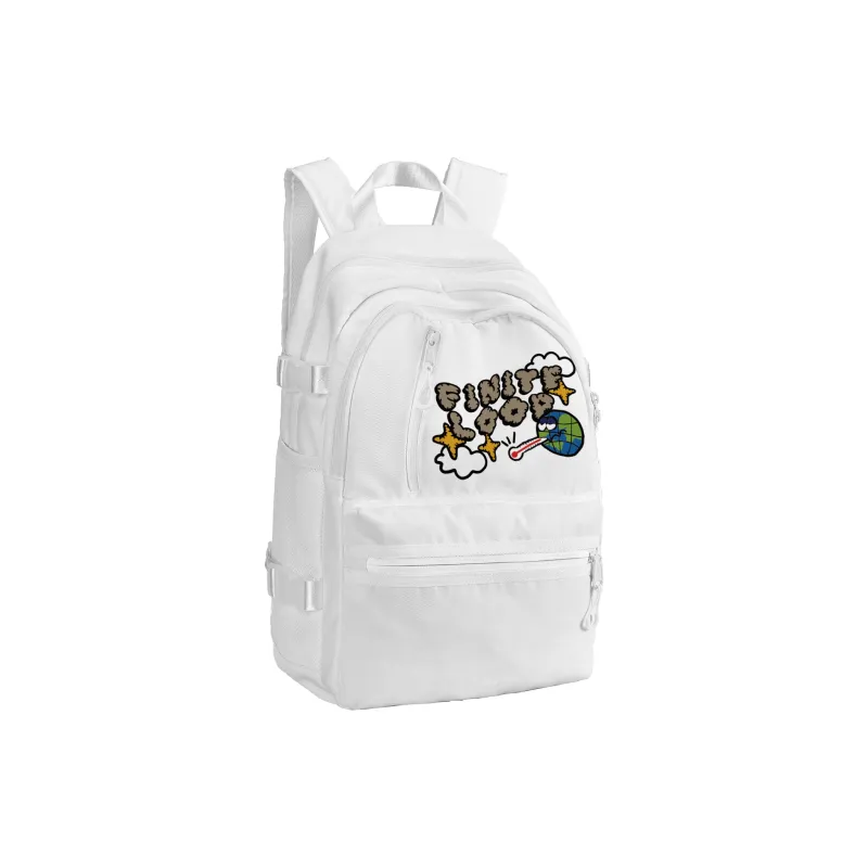 FINITE LOOP Recycled Material Student Backpack Regular Unisex White-8