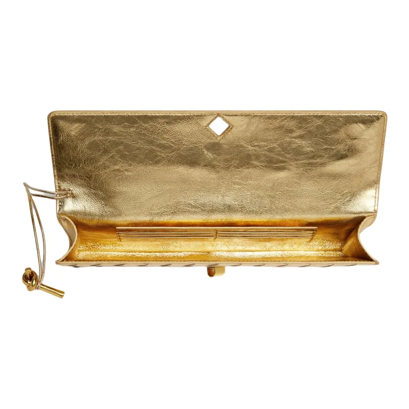 Bottega Veneta Lambskin Clutch Women's Gold-3