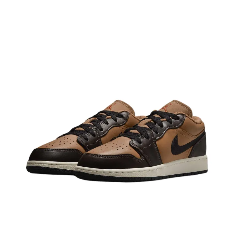 Jordan Air Jordan 1 Slip Resistant Low Top Kids' Skateboarding Shoes Brown Teenagers-2