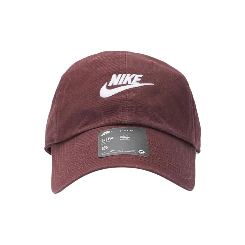 Nike Cotton Baseball Caps Unisex Bright Burgundy Wine/White-1