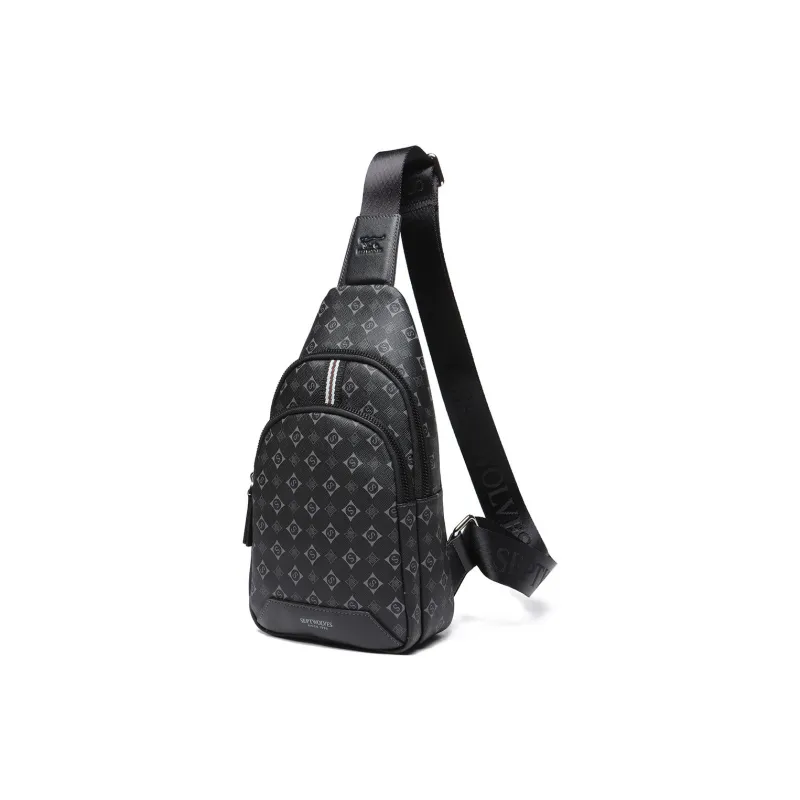 SEPTWOLVES Cow Leather Sling Bag Regular Men's Black-1
