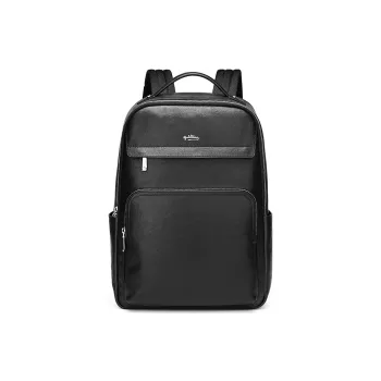 GOLDLION Top Grain Cow Leather With Synthetic Leather Backpack Tubas Men's Black