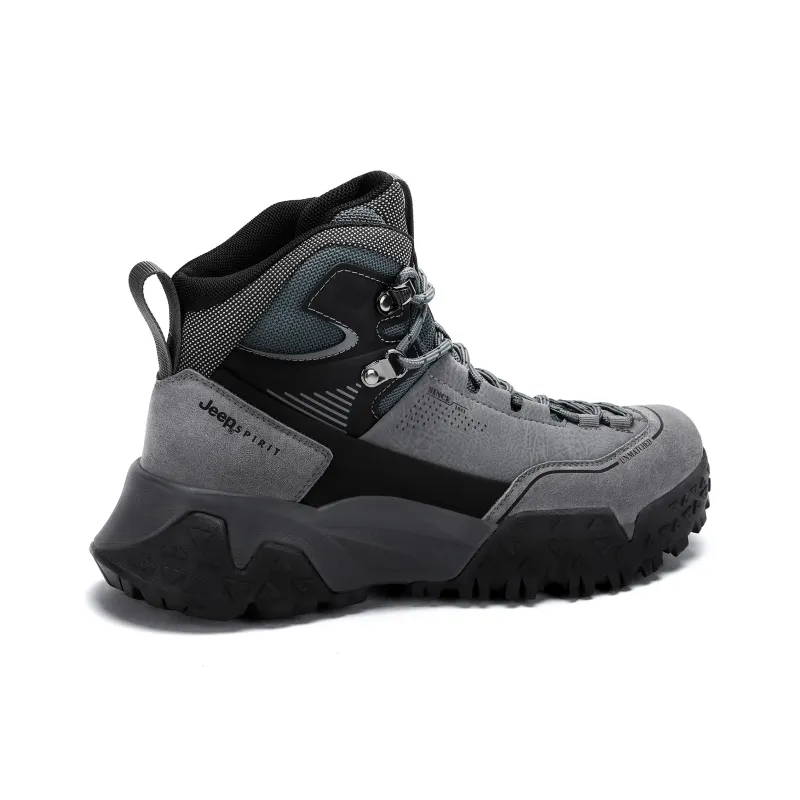JEEP SPIRIT Slip Resistant, Abrasion Resistant, Waterproof High Top Outdoor Shoes Men's Black Gray-3