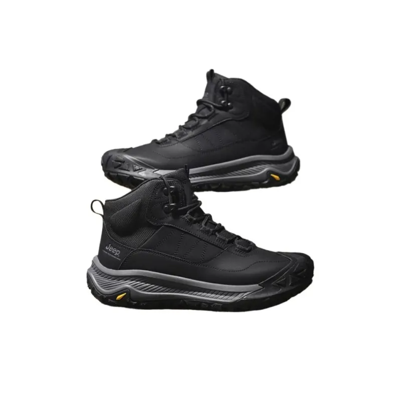 Jeep Cushioning Anti Slip Wear Resistant Impact Resistant Lightweight Mid Top Hiking Shoes Unisex Black-1