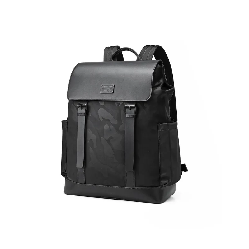 GOLDLION Fabric With Synthetic Leather Backpack Large Size Men's Black-1