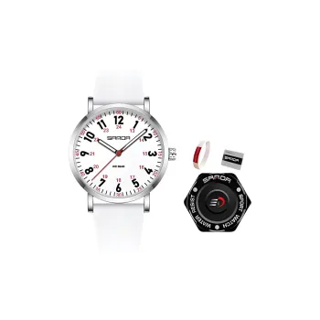 Sanda Quartz Movement Silicone Strap Watch Unisex White Dial