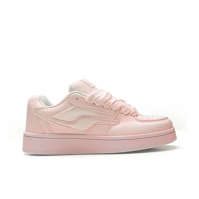 STUR YSN Wear resistant And Lightweight Low Top Skateboard Shoes Women's White/Pink Distressed-1