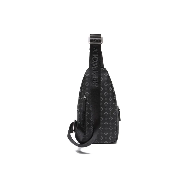 SEPTWOLVES Cow Leather Sling Bag Regular Men's Black-3