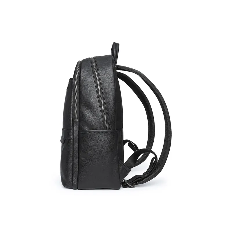 GOLDLION Cow Leather Fabric Synthetic Leather Backpack Large Size Men's Black-2