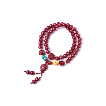 Lingfei Reconstructed Cinnabar Bracelets Unisex
