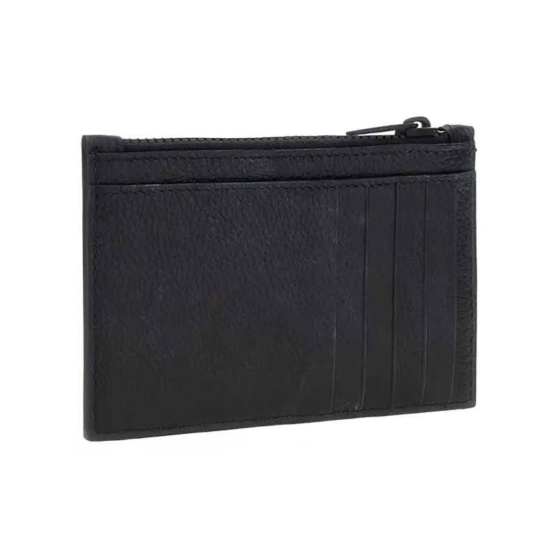 Balenciaga Car Grained Calfskin Card Holder Men's Black/Gray-3