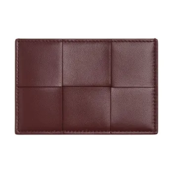 Bottega Veneta Lambskin Card Holder Women's Mulberry Bark & Rosewood