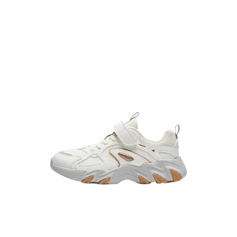 Antakids Anti Slip Wear Resistant Low Top Kids Lifestyle Shoes Ivory White/Light Brown Teenagers-0