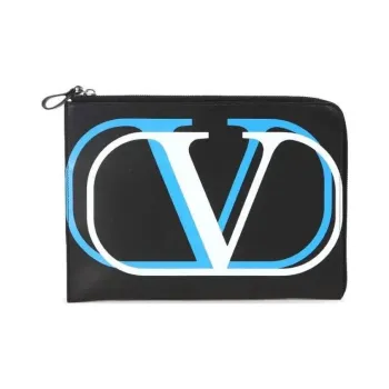 Valentino Cow Leather Clutch Men's Black