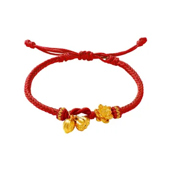 RUNXINZHUBAO Lotus And Harmony Red Hand Woven Gold Gift Hand Rope Solid Gold Fixed Price Gold Bracelet Women's