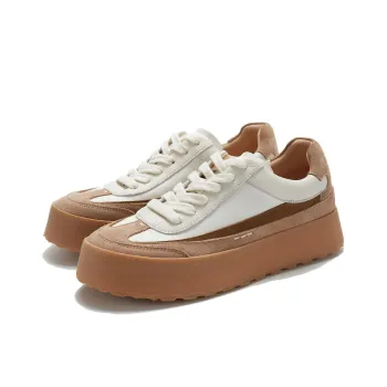 UNO FLATU Wear Resistant Lightweight Height Increasing Low Top Skateboard Shoes Unisex White Khaki