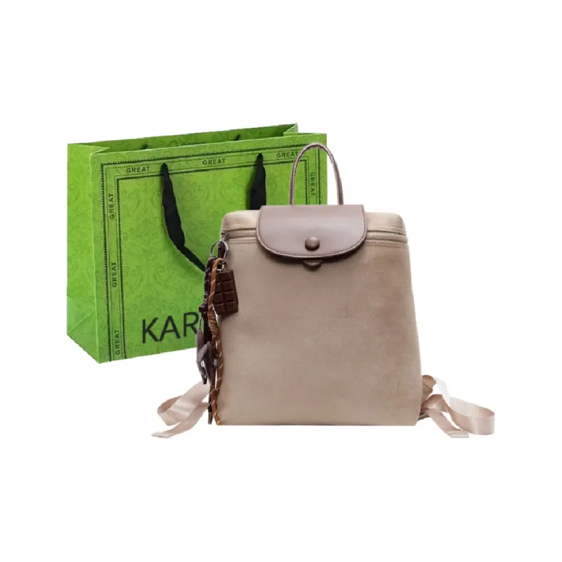 KARUISHA Leather Velvet Backpack Regular Women's Multicolor-0