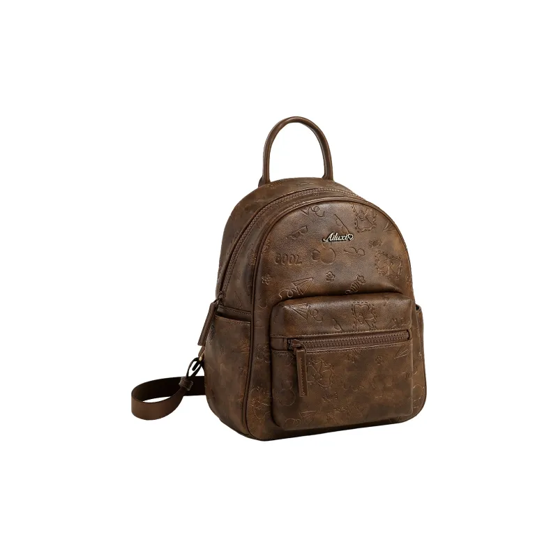 AILUXI PU Backpacks Medium Size Women's Caramel Brown-1