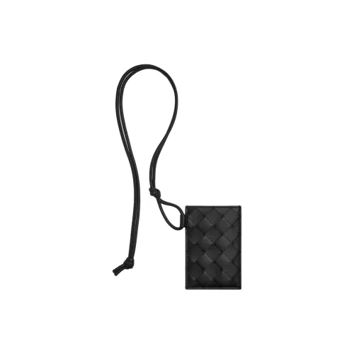 Bottega Veneta Intrecciato Calfskin Card Holder Men's Black & Deep Red Brown