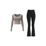 [Long-Sleeved Set]Khaki+Starburst Black