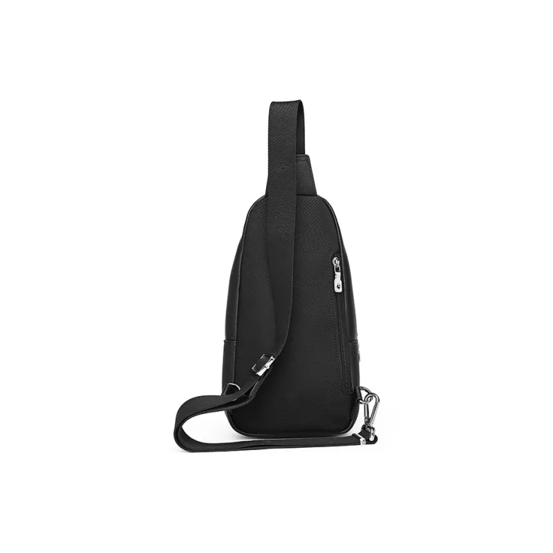 GOLDLION Cow Leather Crossbody Bag Sling Bags Medium Size Men's Black-2