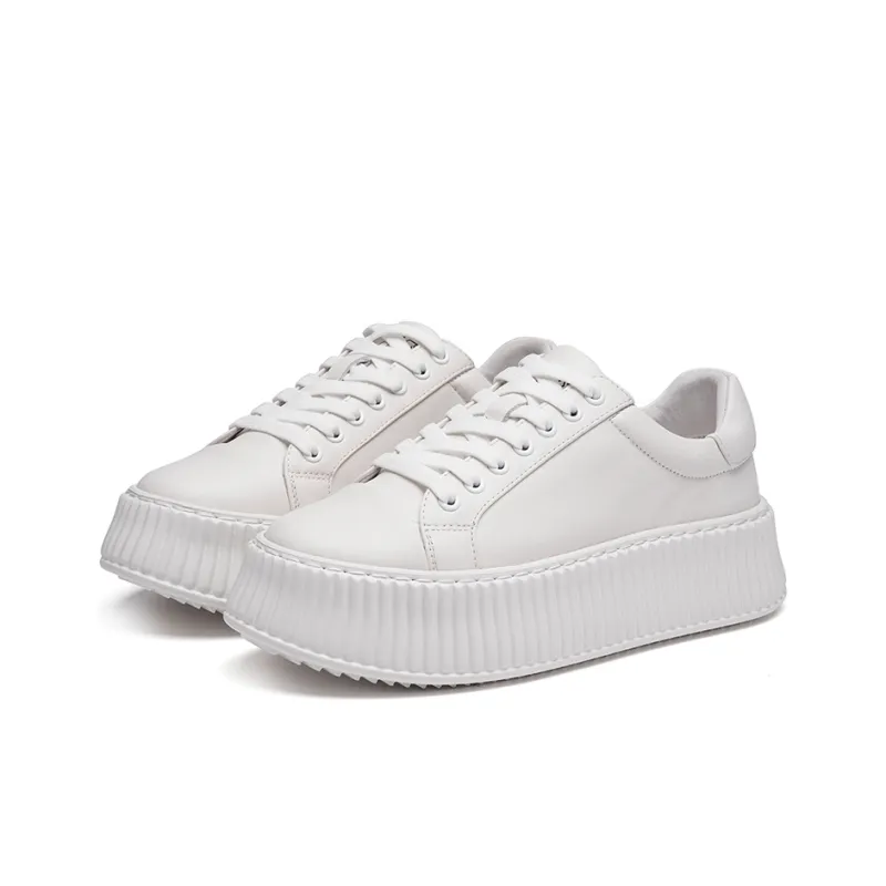 Anthony Miles Water Resistant Wear Resistant Height Increasing Low Top Skateboard Shoes Women's Ecru-1