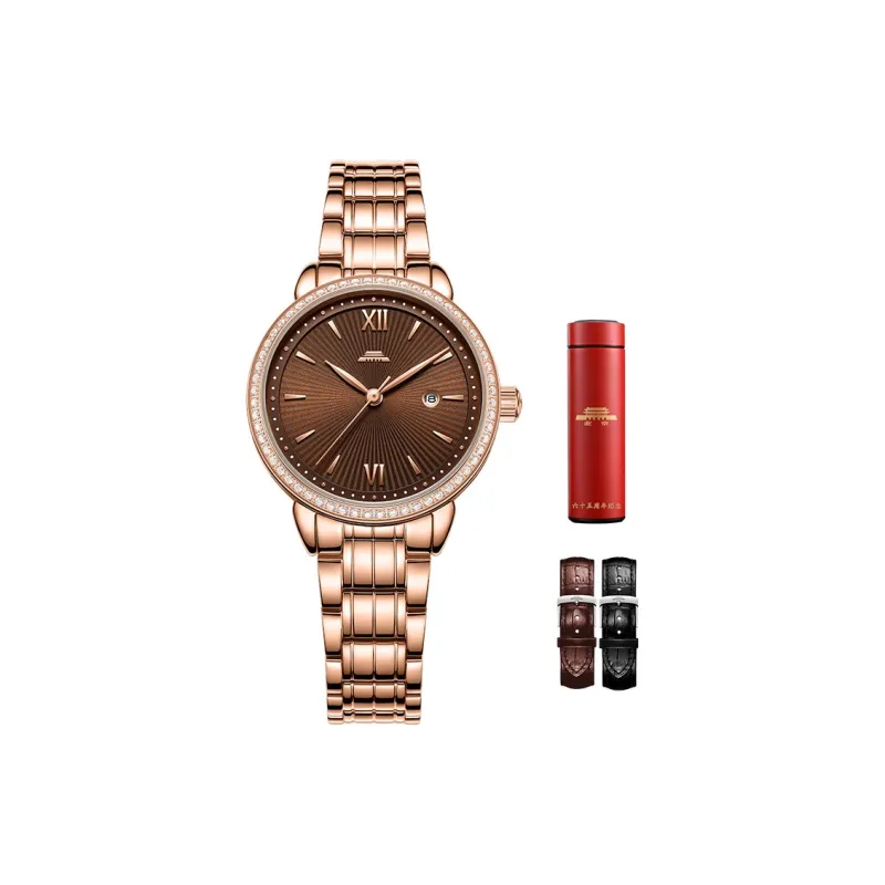 Beijing Double Swallow Mechanical Movement Stainless Steel Watchband Watch Women's Watch Black Dial-3