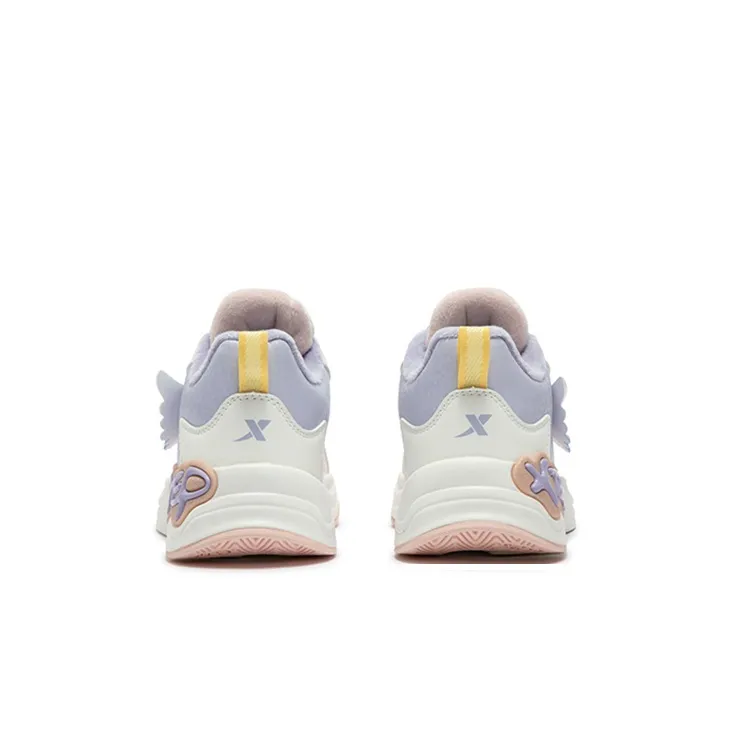 XTEP Anti Slip Wear Resistant Low Top Kids Lifestyle Shoes Sail White Snow Blue Purple Kids'-2