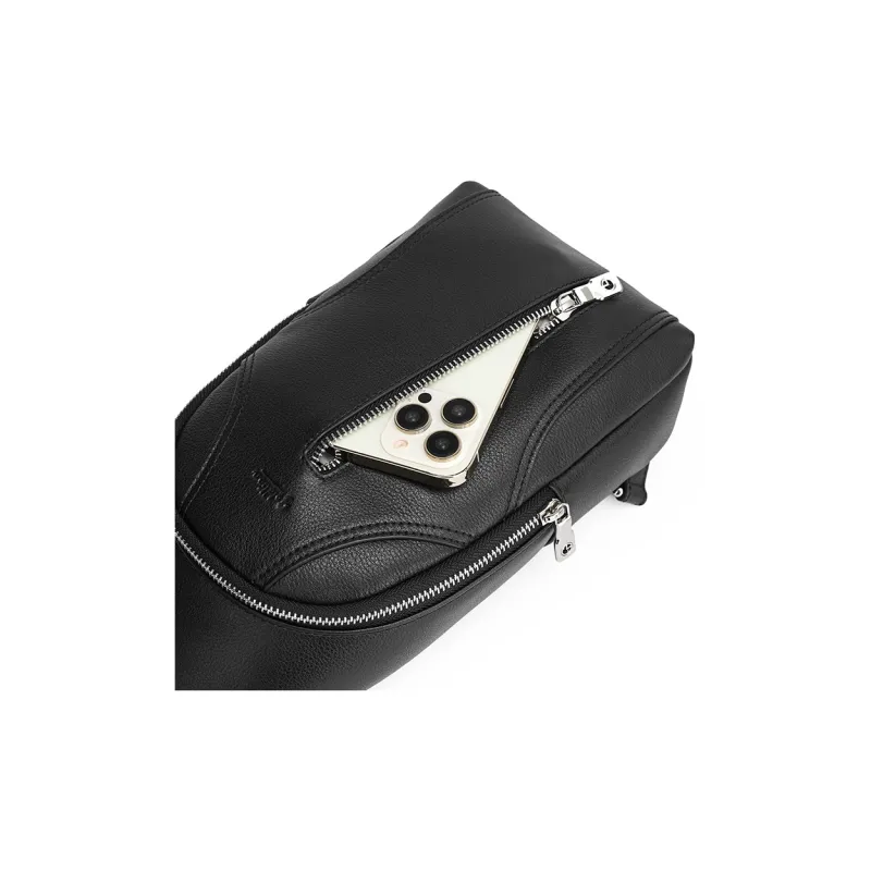 GOLDLION Cow Leather Crossbody Bag Sling Bags Medium Size Men's Black-3