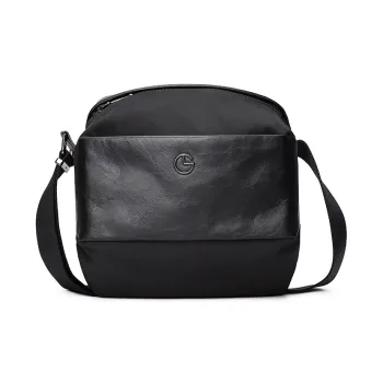 GOLDLION Cow Leather Shoulder Bag Crossbody Bag Small Size Men's Black