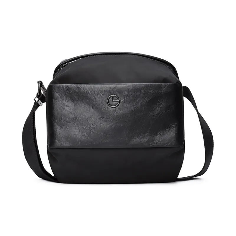 GOLDLION Cow Leather Shoulder Bag, Crossbody Bag Trumpets Men's Black-0